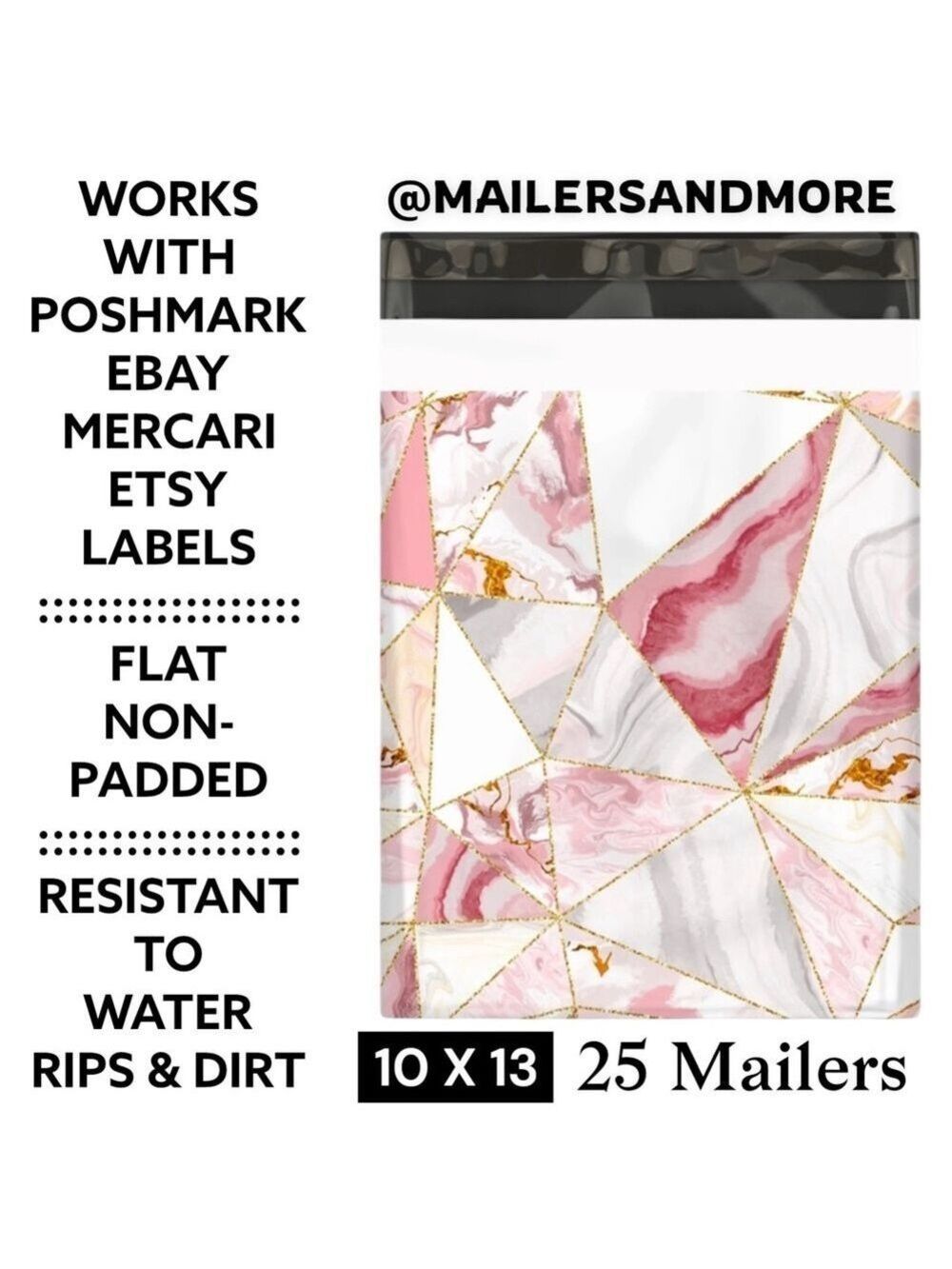 25 10X13 Poly Mailers, Pink Marble, Shipping Envelopes, PRICE IS FIRM - Picture 3 of 7
